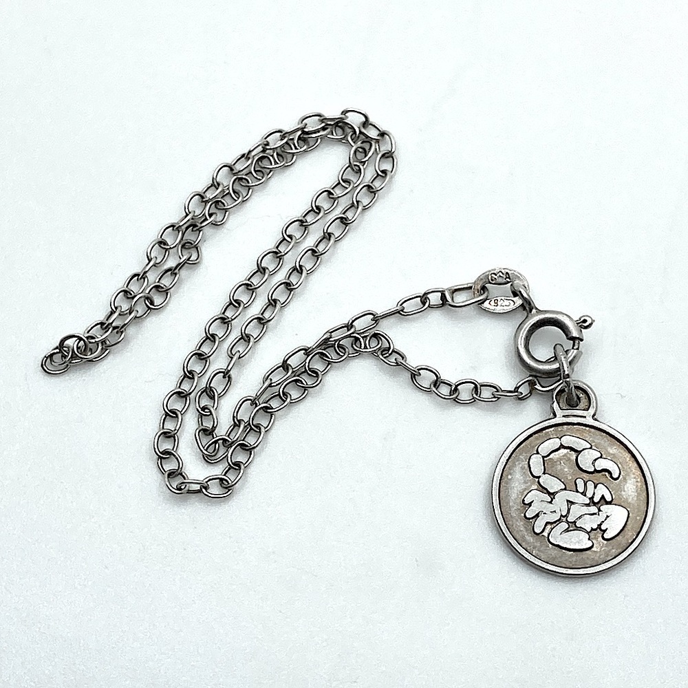 𝅺vtg Sterling Silver 925 Scorpio Charm Anklet or Large bracelet Zodiac